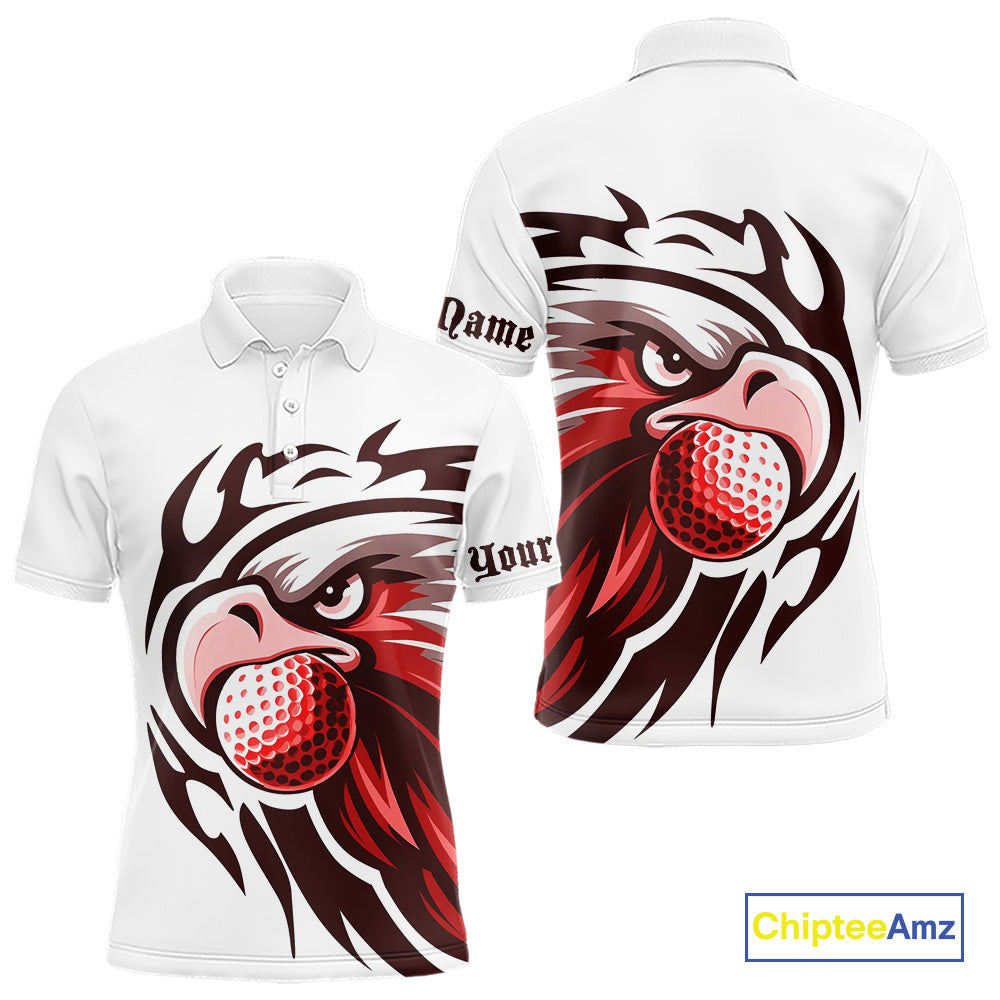 golf polo shirts custom Red Eagle golf ball white golf tops, team golf attire