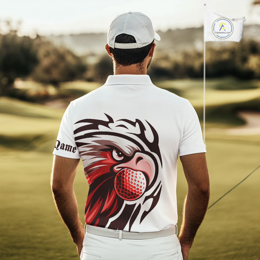 golf polo shirts custom Red Eagle golf ball white golf tops, team golf attire