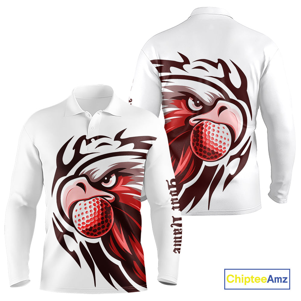 golf polo shirts custom Red Eagle golf ball white golf tops, team golf attire