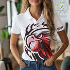 golf polo shirts custom Red Eagle golf ball white golf tops, team golf attire