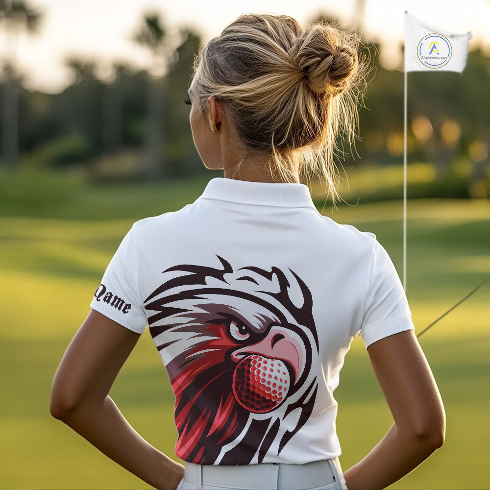 golf polo shirts custom Red Eagle golf ball white golf tops, team golf attire