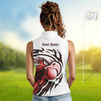 sleeveless polo shirt custom Red Eagle golf ball white golf tops, team golf attire