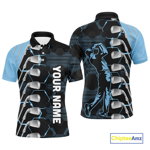 Blue and Black golf clubs golf polo shirts custom name golf outfit, personalized golf gifts