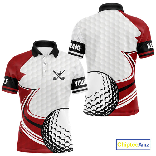 Red & white golf ball short sleeve, long sleeve golf polo shirts custom name golf gifts