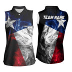 Smoke Texas Flag Black Bowling Sleeveless Polo shirt Custom patriotic Team bowling jersey