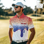 Red, white and blue dripping candy Golf polo shirts Custom funny Golf attire