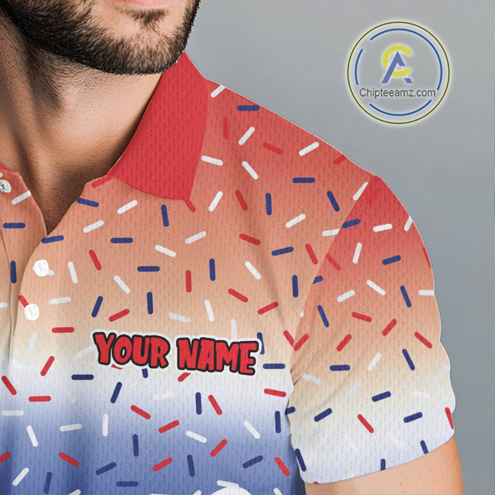 Red, white and blue dripping candy Golf polo shirts Custom funny Golf attire