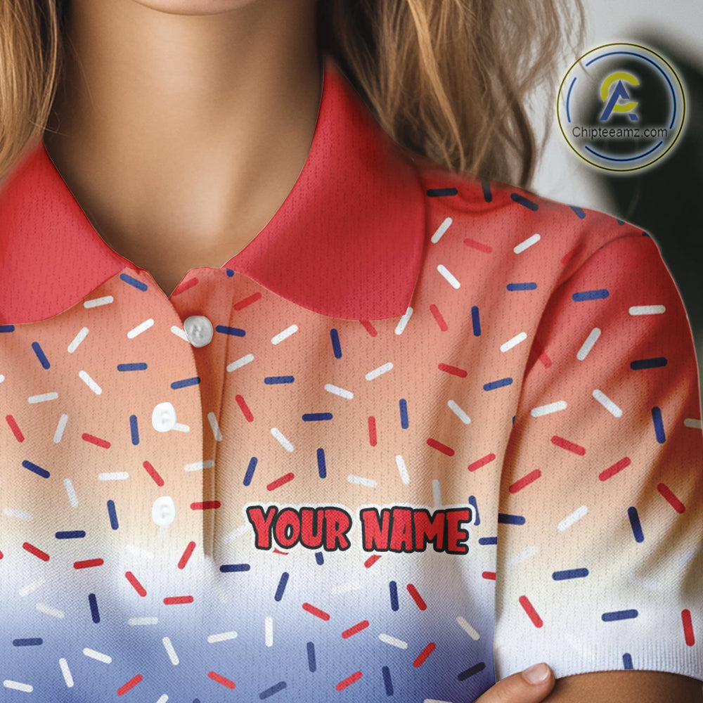 Red, white and blue dripping candy Golf polo shirts Custom funny Golf attire