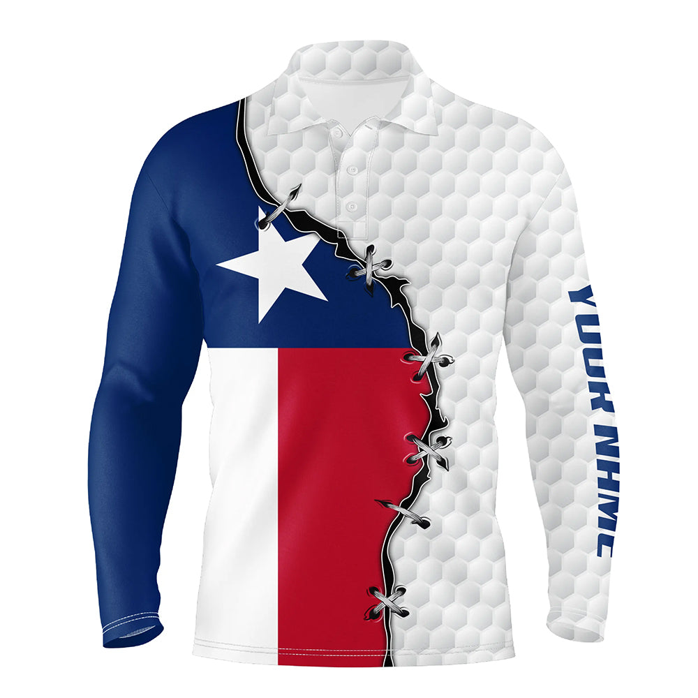 golf polo shirts Texas flag white golf ball skin pattern custom patriot team golf shirts