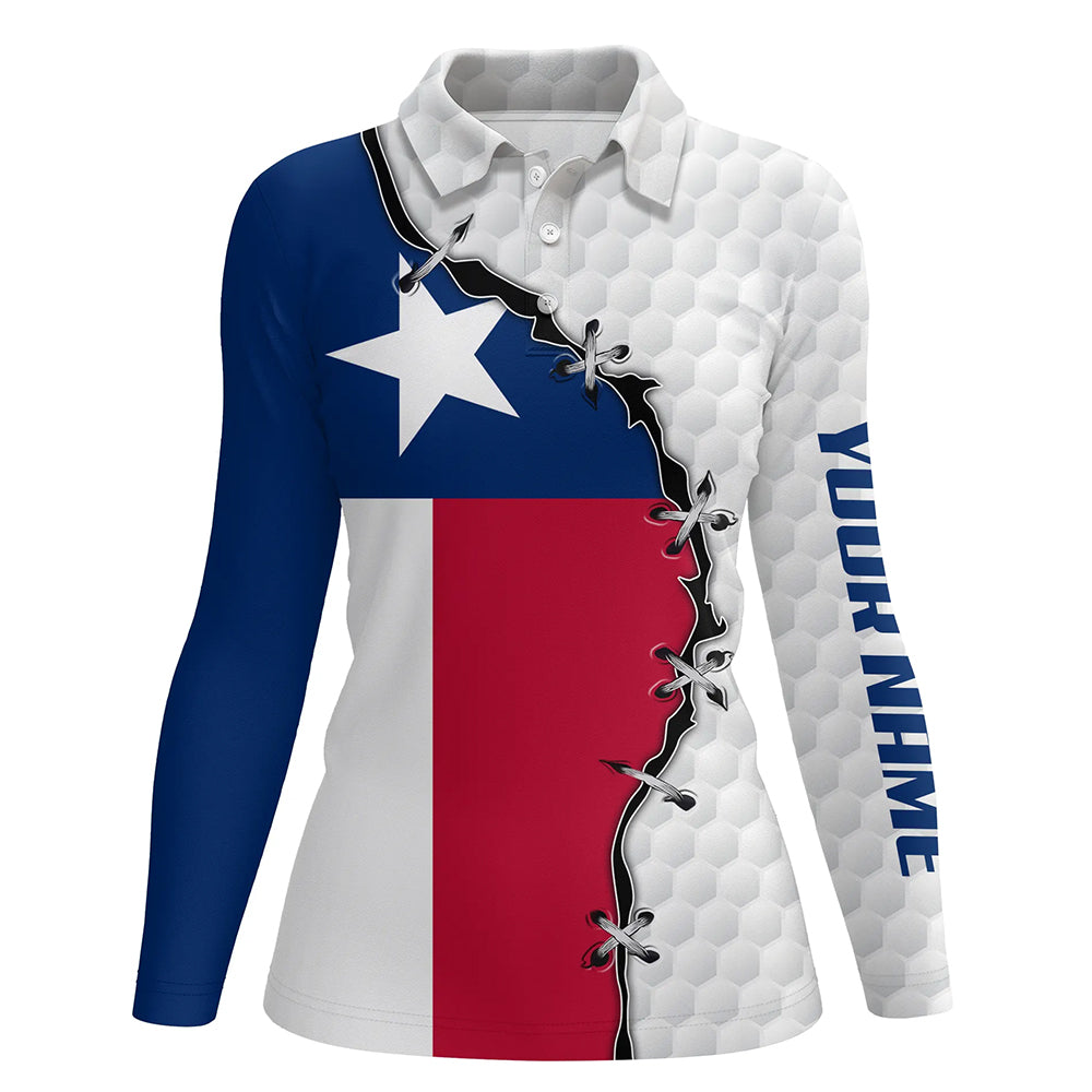golf polo shirts Texas flag white golf ball skin pattern custom patriot team golf shirts