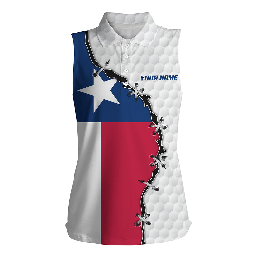 sleeveless polo shirts Texas flag white golf ball skin pattern custom patriot team golf shirts