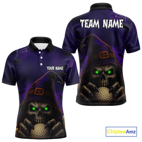 Funny Purple Skull Halloween golf polo shirts Custom Halloween team golf wear