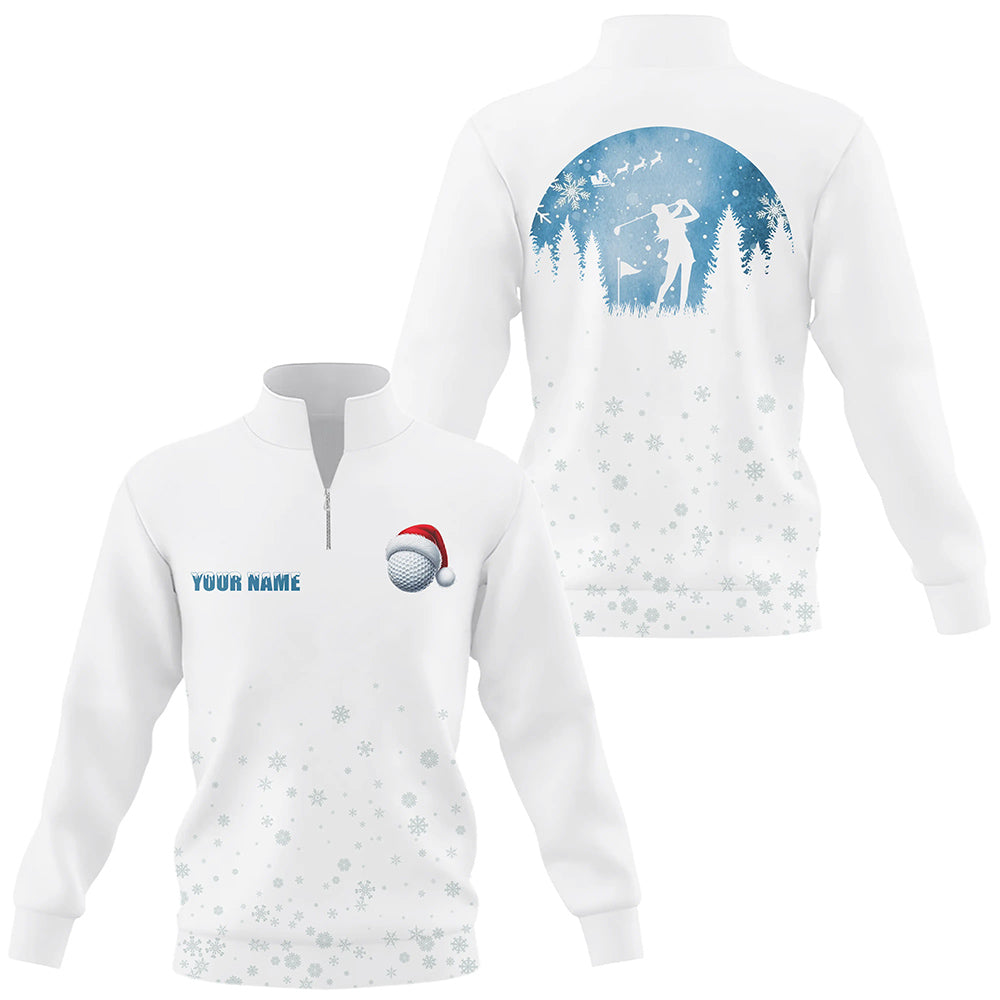 Snowflake Christmas pattern Quarter zip golf sweatshirt custom Christmas sweater golf top golfing gift