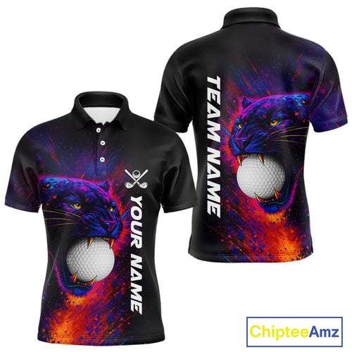 Colorful Panther Golf Polo Shirts Custom Golf attire, Personalized team golf gifts
