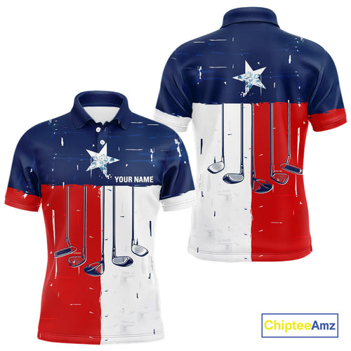Texas Flag Golf Clubs Golf polo shirt Custom patriotic golf top, personalized golf gifts