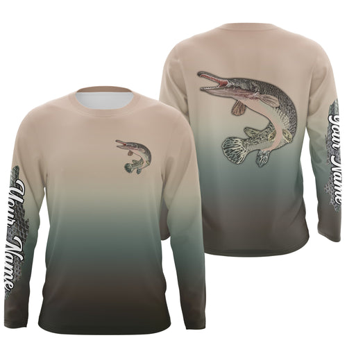 Alligator Gar fishing Custom sun protection long sleeve fishing jersey, Alligator Gar fishing shirts