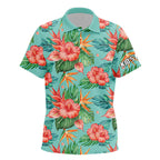 golf polos shirts custom name green tropical flower hibiscus pattern golf tops