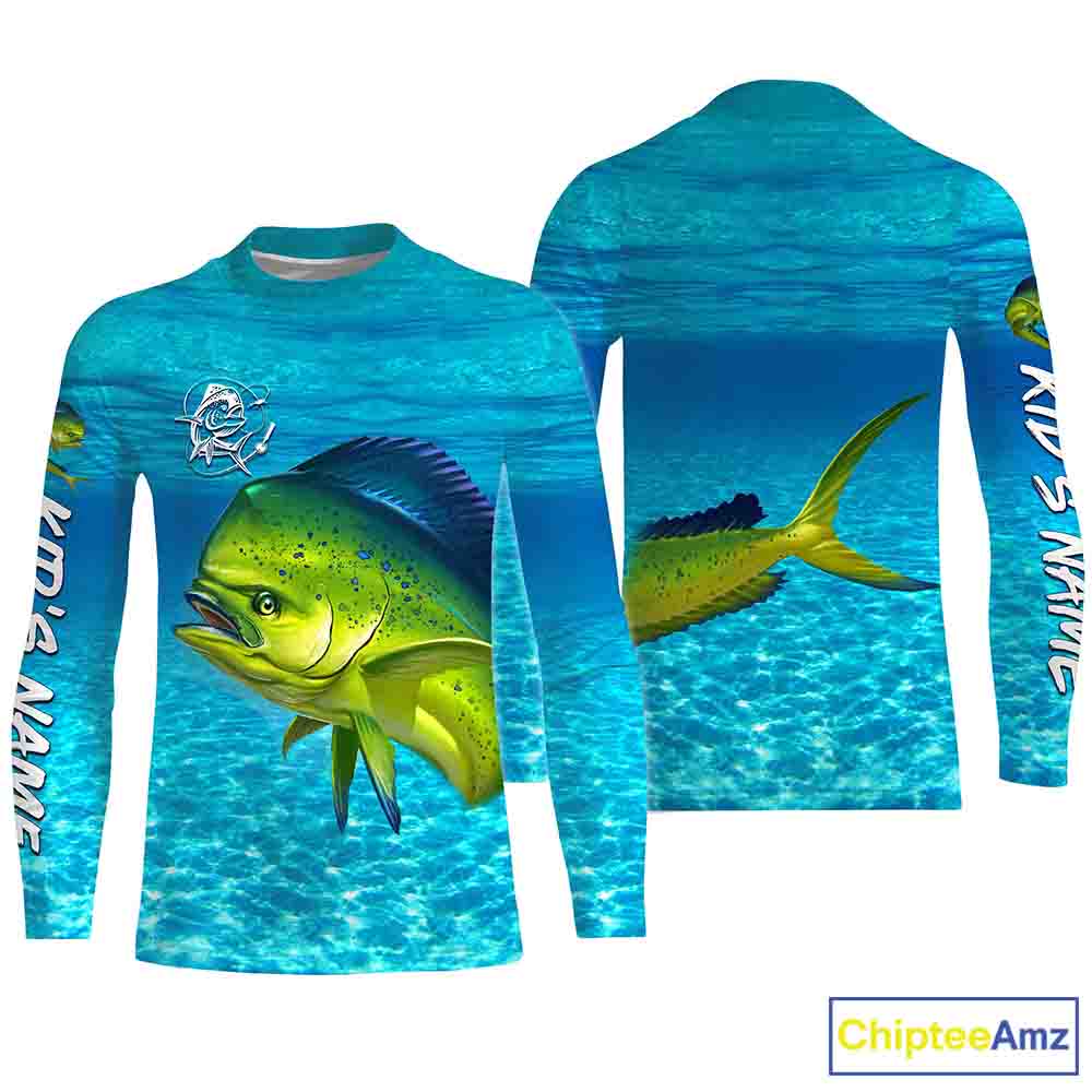 Mahi mahi (Dorado) Fishing Customize Name Fishing Water Camo All Over Printed Shirts Personalized Fishing Gift For Adult
