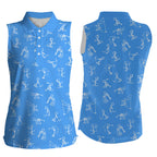 sleeveless polo shirts funny golf pattern blue polo shirt best golf wear