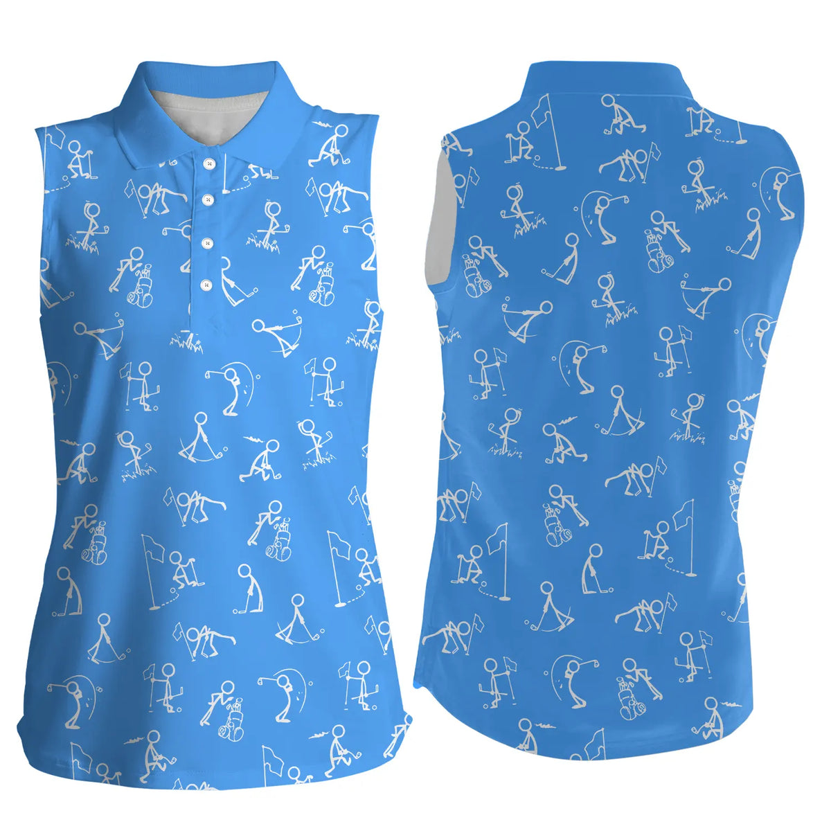 sleeveless polo shirts funny golf pattern blue polo shirt best golf wear