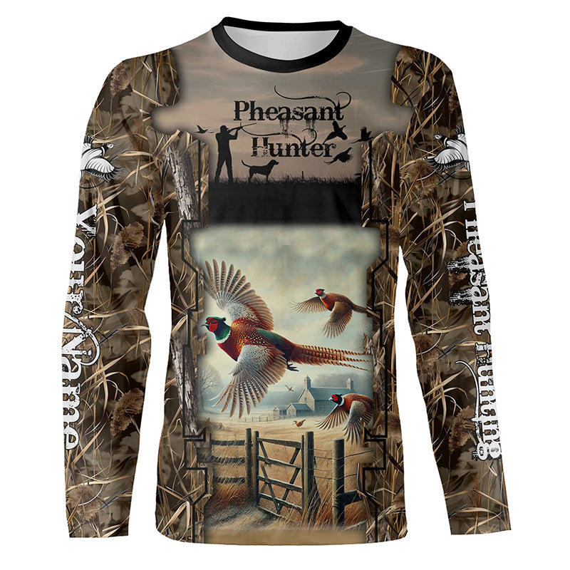 Pheasant Hunting Camo Customize Name 3D All Over Printed Shirts Personalized gift For Hunting Lovers