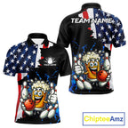 Funny Beer Bowling Shirts Custom US Flag Patriotic Team Bowling Jerseys Uniforms