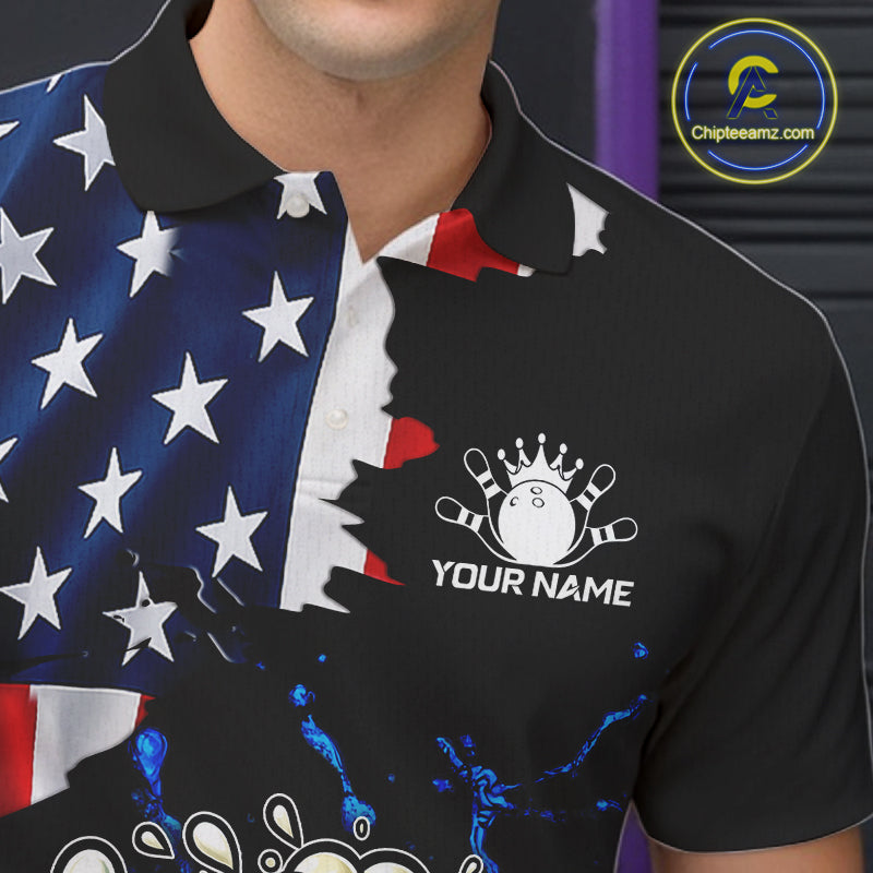 Funny Beer Bowling Shirts Custom US Flag Patriotic Team Bowling Jerseys Uniforms