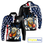 Funny Beer Bowling Shirts Custom US Flag Patriotic Team Bowling Jerseys Uniforms