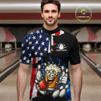 Funny Beer Bowling Shirts Custom US Flag Patriotic Team Bowling Jerseys Uniforms
