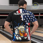 Funny Beer Bowling Shirts Custom US Flag Patriotic Team Bowling Jerseys Uniforms