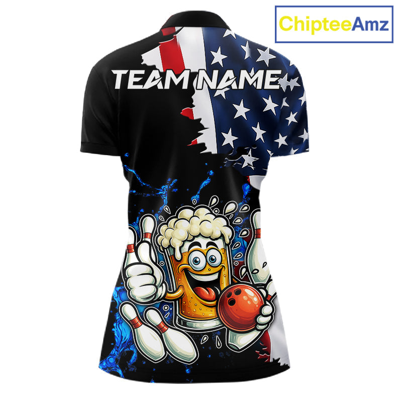 Funny Beer Bowling Shirts Custom US Flag Patriotic Team Bowling Jerseys Uniforms