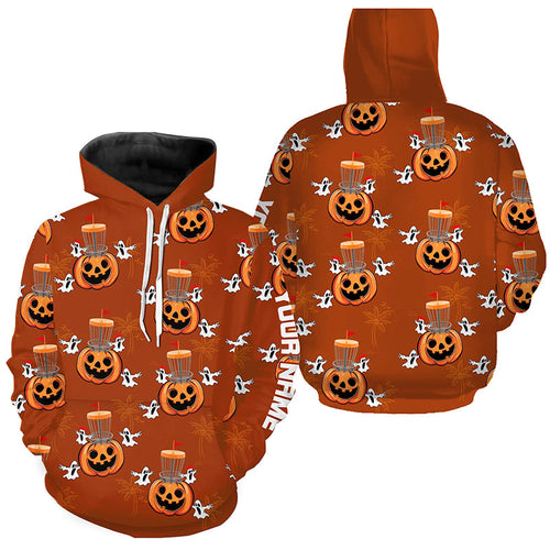 Funny Halloween Boo pumpkin Disc golf pattern Golf Hoodies custom Halloween hoodie golf tops