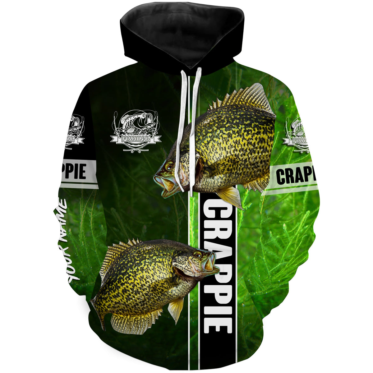 Crappie fishing green shirt Custom name Hoodie, Sweatshirt Fishing Shirts, fishing gifts