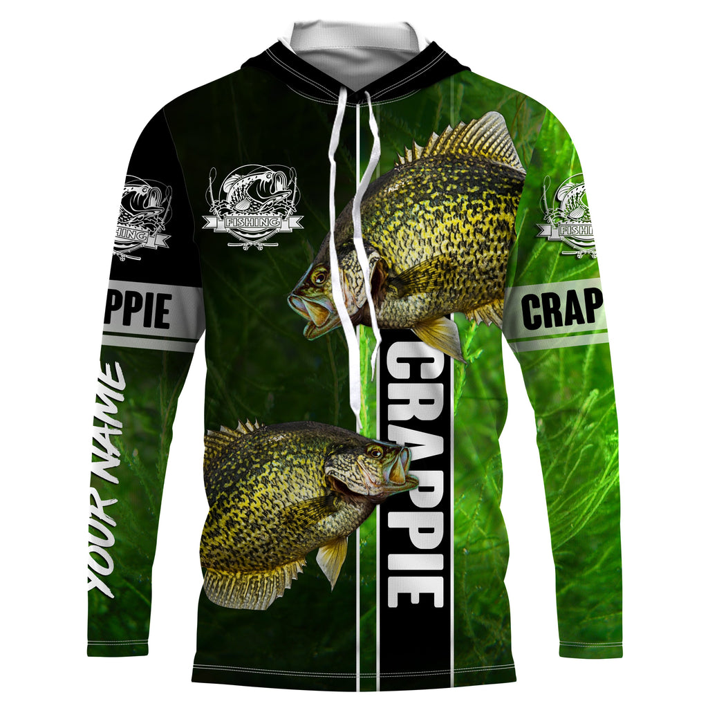 Crappie fishing green shirt Custom name UV Long Sleeve Fishing Shirts, fishing gifts