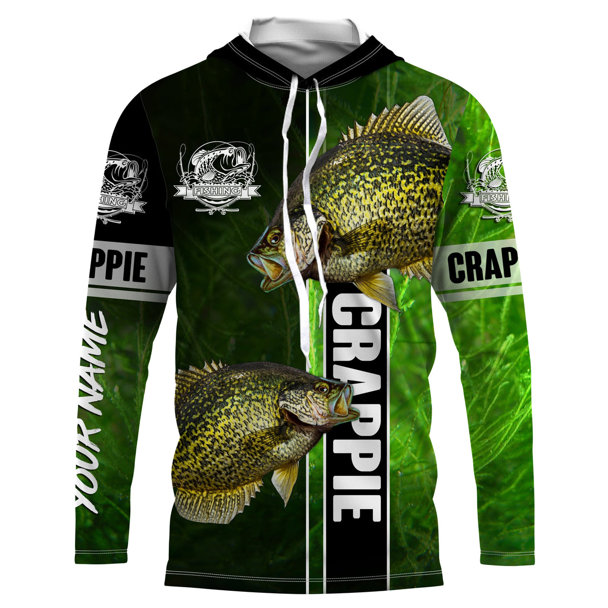 Crappie fishing green shirt Custom name UV Long Sleeve Fishing Shirts, fishing gifts