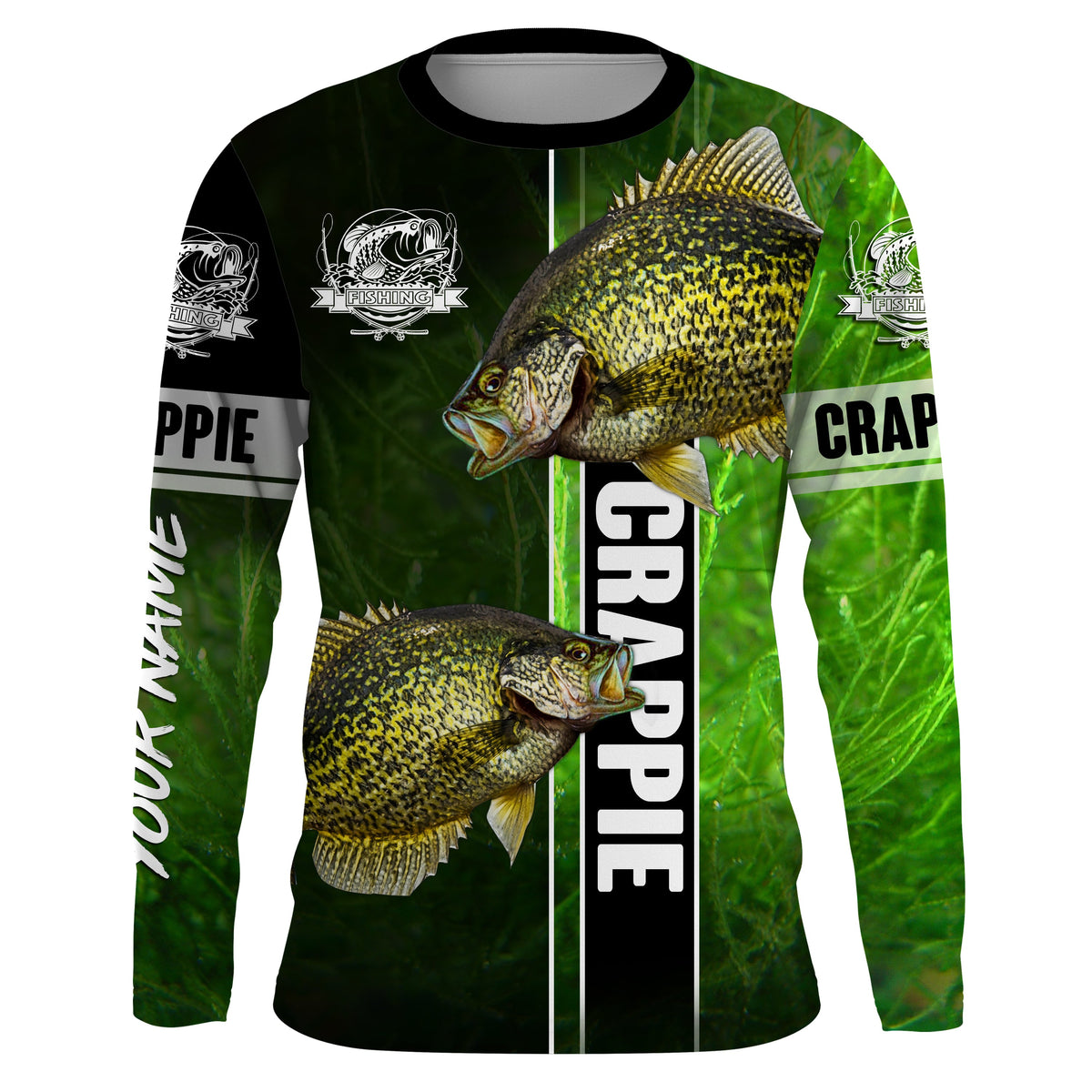 Crappie fishing green shirt Custom name UV Long Sleeve Fishing Shirts, fishing gifts