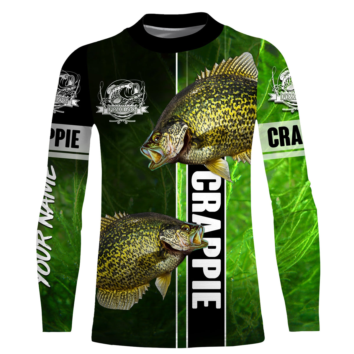 Crappie fishing green shirt Custom name UV Long Sleeve Fishing Shirts, fishing gifts