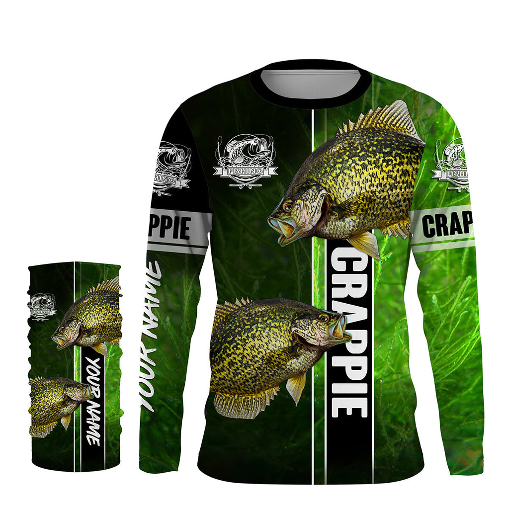Crappie fishing green shirt Custom name UV Long Sleeve Fishing Shirts, fishing gifts