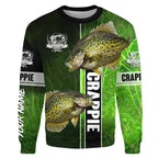 Crappie fishing green shirt Custom name Hoodie, Sweatshirt Fishing Shirts, fishing gifts