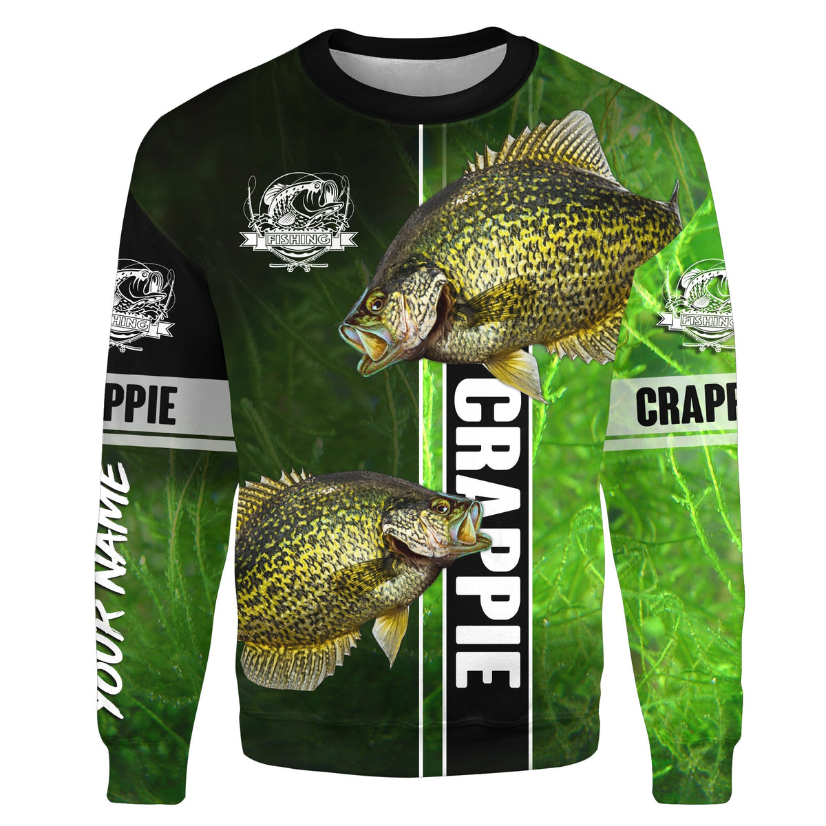 Crappie fishing green shirt Custom name Hoodie, Sweatshirt Fishing Shirts, fishing gifts