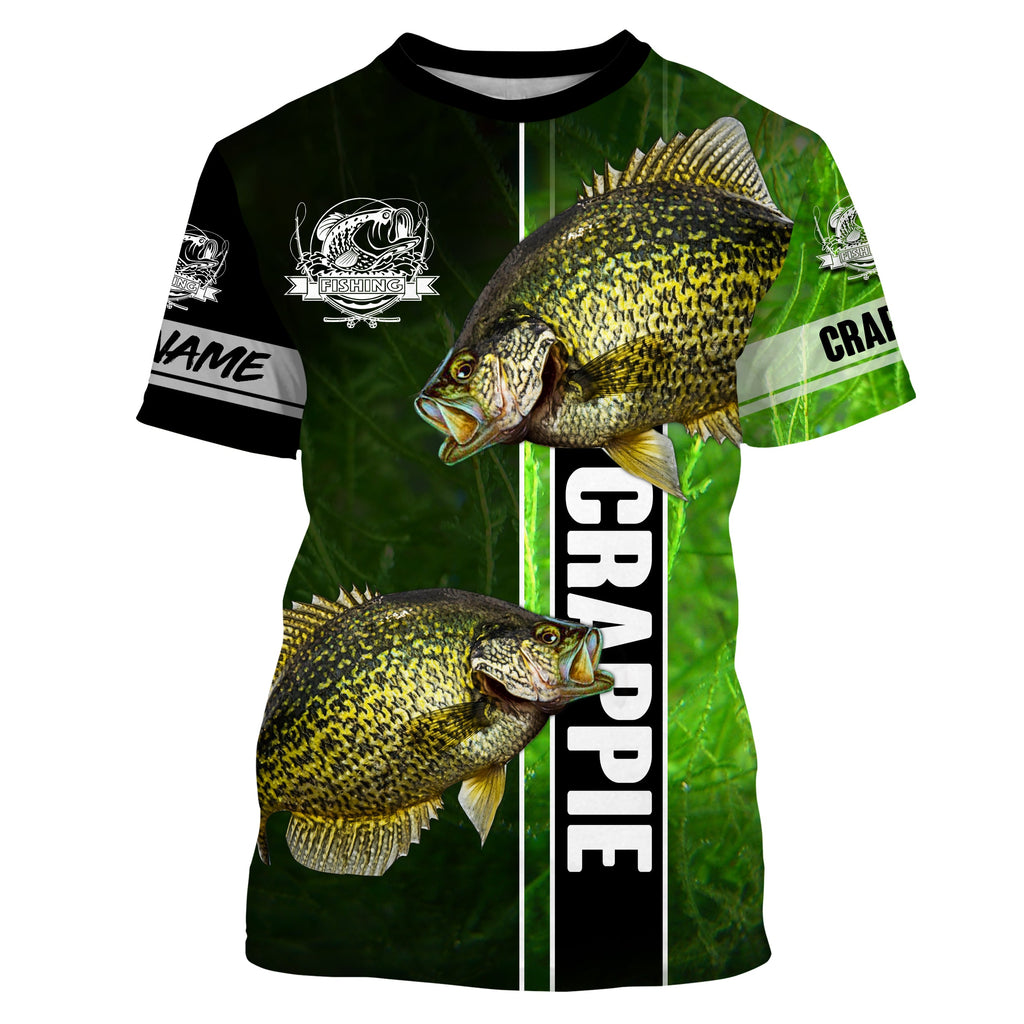 Crappie fishing green shirt Custom name UV Long Sleeve Fishing Shirts, fishing gifts
