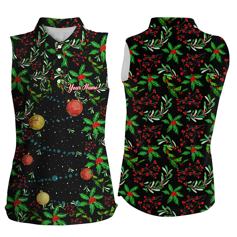 Christmas Tree Pattern sleeveless polo shirts custom Christmas golf clothes