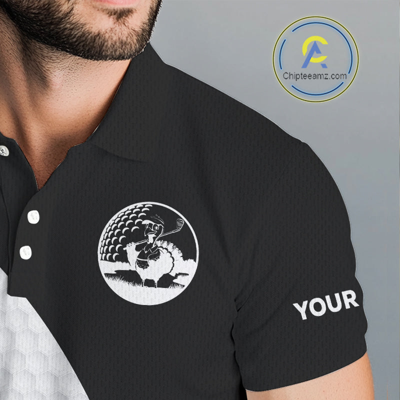 Golf Turkey Thanksgiving Polo Shirt Orange Pumpkin argyle pattern Custom Golf outfit