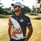 Golf Turkey Thanksgiving Polo Shirt Orange Pumpkin argyle pattern Custom Golf outfit