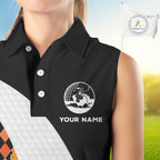 Golf Turkey Thanksgiving Sleeveless Polo Shirt Orange Pumpkin argyle pattern Custom Golf outfit