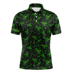 Black and Green shamrock pattern Lucky polo golf shirts Custom St Patrick Day team golf apparel