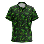 Black and Green shamrock pattern Lucky polo golf shirts Custom St Patrick Day team golf apparel