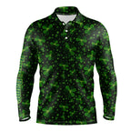 Black and Green shamrock pattern Lucky polo golf shirts Custom St Patrick Day team golf apparel