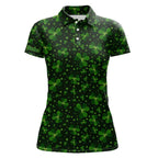 Black and Green shamrock pattern Lucky polo golf shirts Custom St Patrick Day team golf apparel