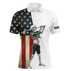 Funny Skull Golf polo shirts patriotic American flag custom name Skull playing golf apparel
